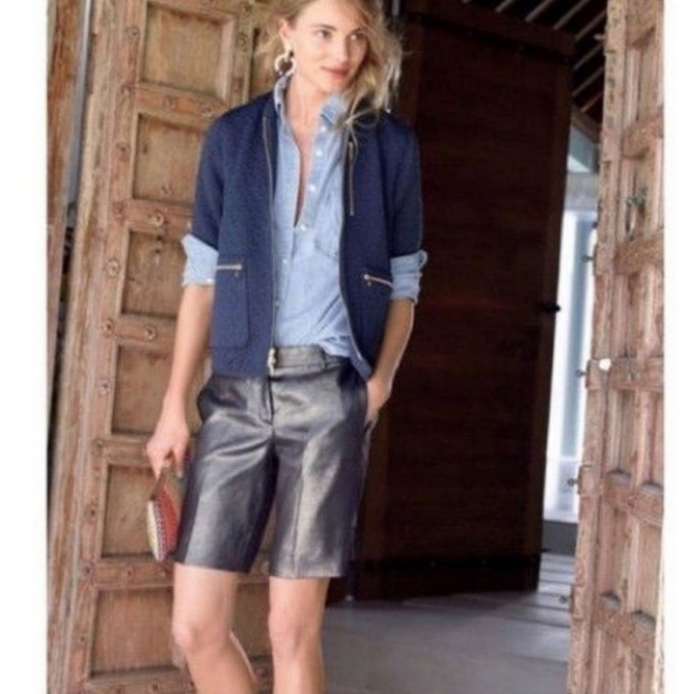 J. Crew Metalic Shiny Bermuda Shorts 100% Linen